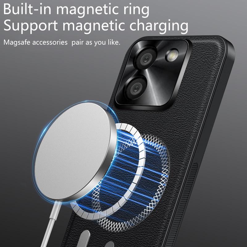 For Poco M7 Pro 5G Case Magnetic Elegant Leather Wear-Resistant Lens Fully Covered Non-Slip Grip Edge Cover Shell