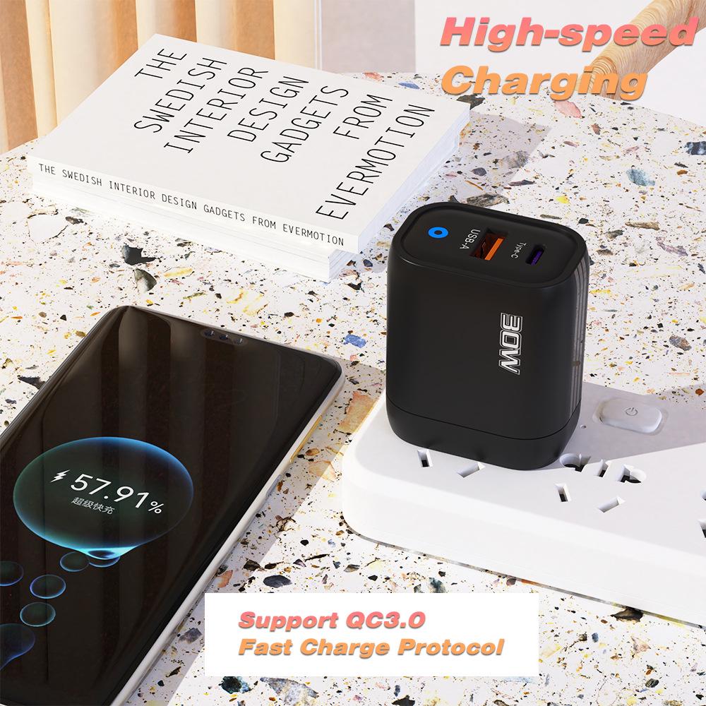 TYPE-C & USB Multi-Port Charger, QC12W Fast Charge, PD30W Mobile Charger, Full Protocol Support