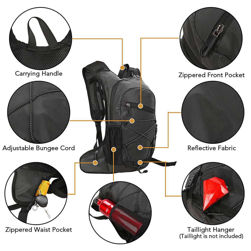 SIUKE Hydration Backpack 8L Reflective Cycling Hydration Backpack Outdoor Sports Running Hiking Backpack Travel Daypack Shoulder Bag High-Visibility