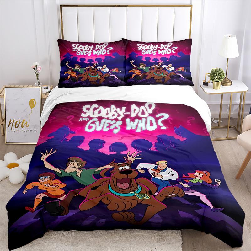 3pcs Scooby Doo and Guess Who Quilt Set Soft and Comfortable Bedroom, Guest Room and Dorm Decor Bedding Set.H074
