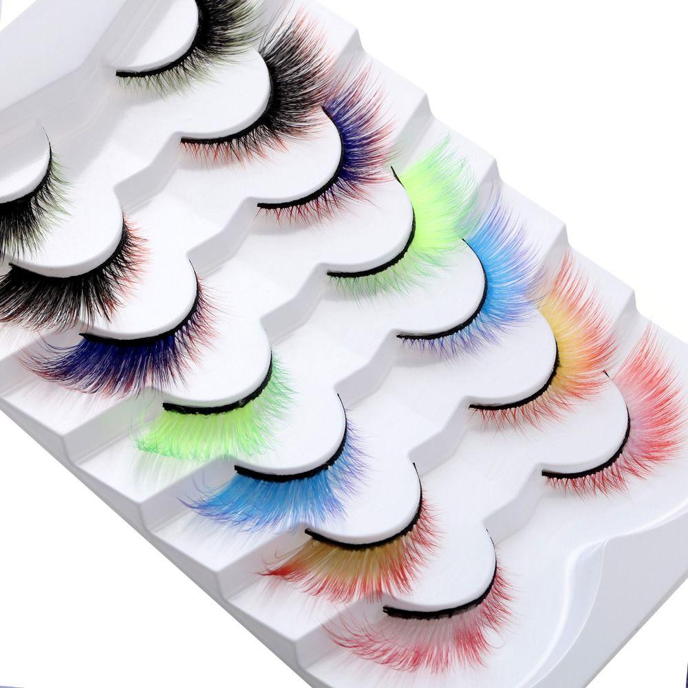Fluffy Dramatic Cosplay for Halloween Colored Lashes False Eyelashes Cat Eye Lashes Fake Eyelashes