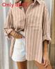 Polo a righe in poliestere con tasca per abbigliamento casual estivo