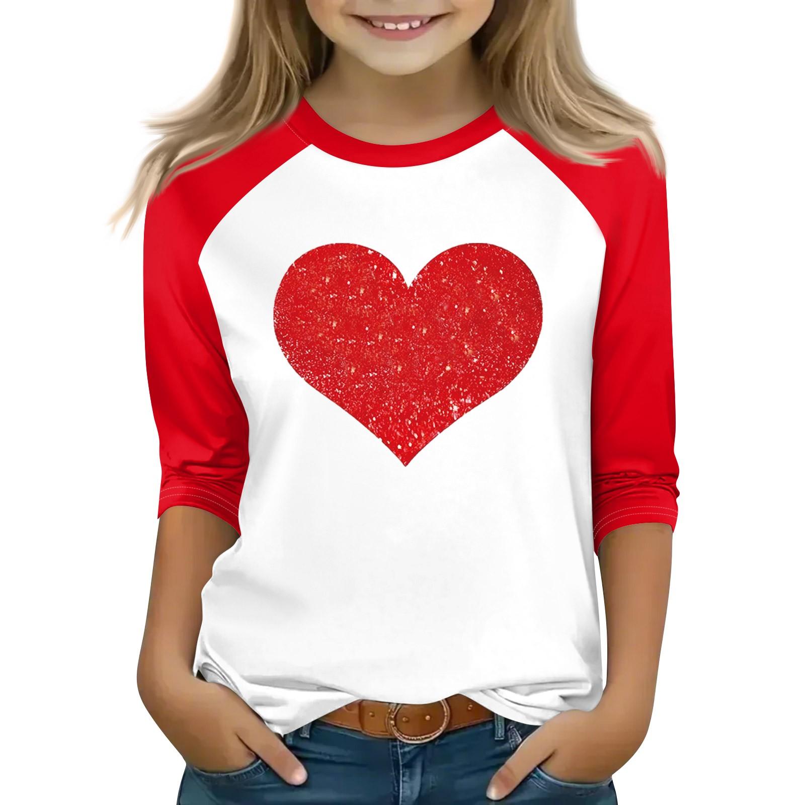 

Топы для девочек 4-16 лет с круглым вырезом и рукавами 3/4 Футболки Модные топы Наряды Футболки 150 киноварь