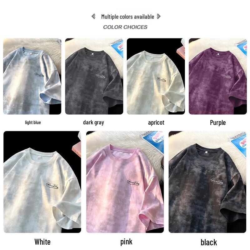 VUUG Men's American Retro Tie-Dye Cotton T-Shirt