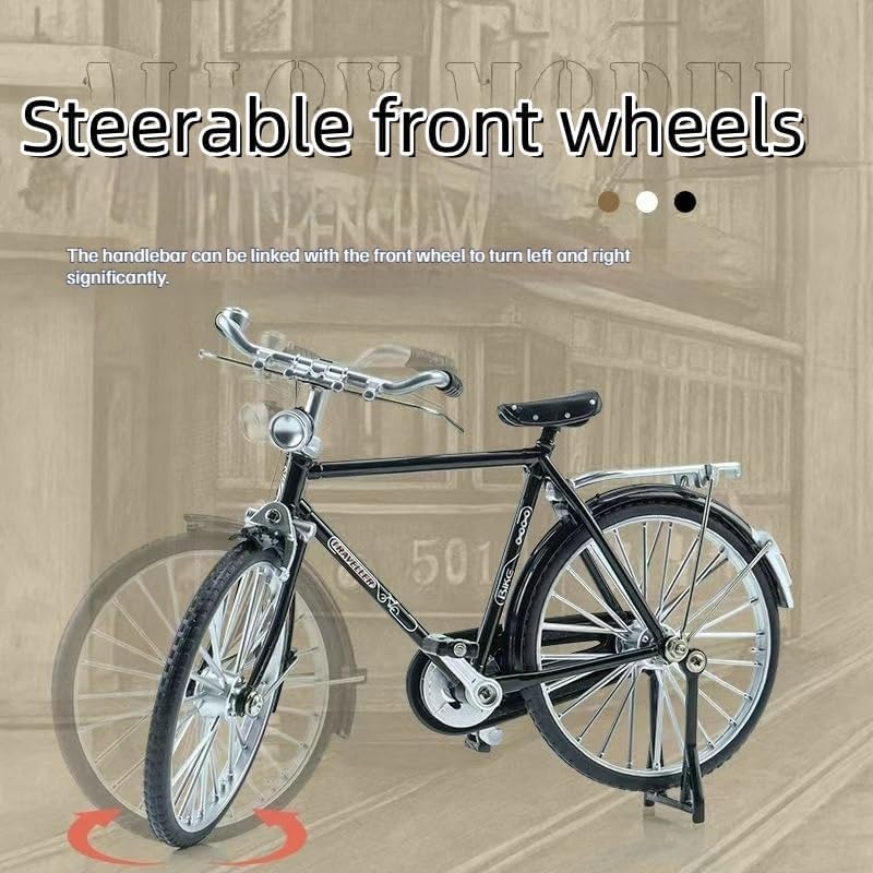 Vintage 1:10 Scale Alloy Bicycle Model – Retro Miniature Bike with Movable Parts, Inflator, Briefcase – Collectible Home Decor & Gift for Kids &