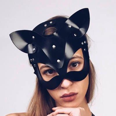 Módní Halloween Carnival Cat Mask Studs Club For Women Cosplay 1ks PU kůže