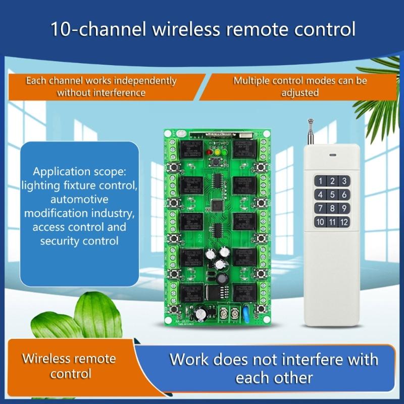 Portable 10 Channel DC12V Remote Switches Easy Installation Designs Portable Accessory for Lighting and Security System
