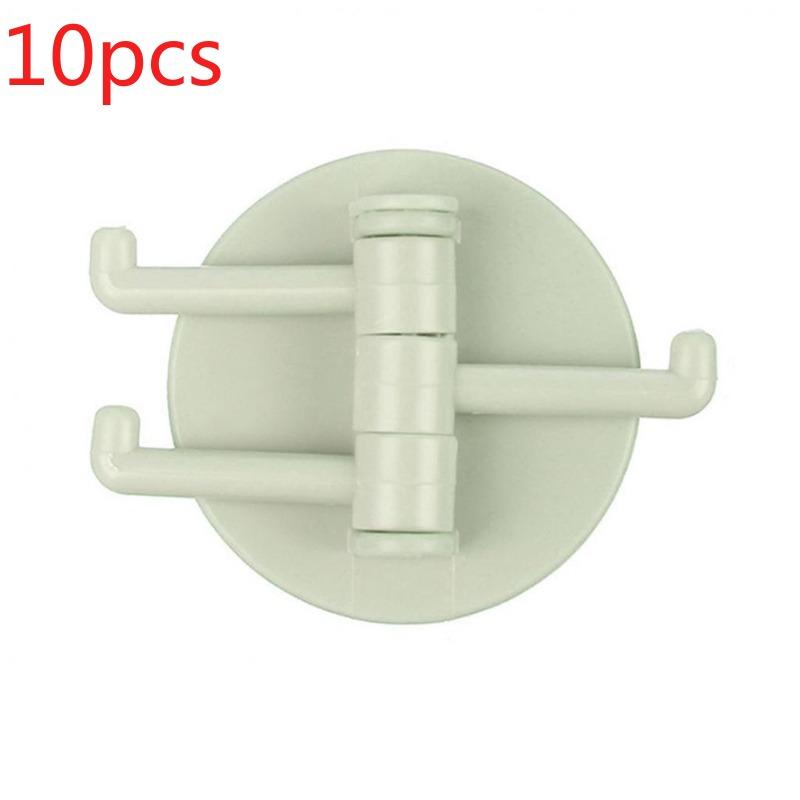 Universal Plastic Towel Hook 3-Split Rotating Holder Bathroom Door Back Hanger