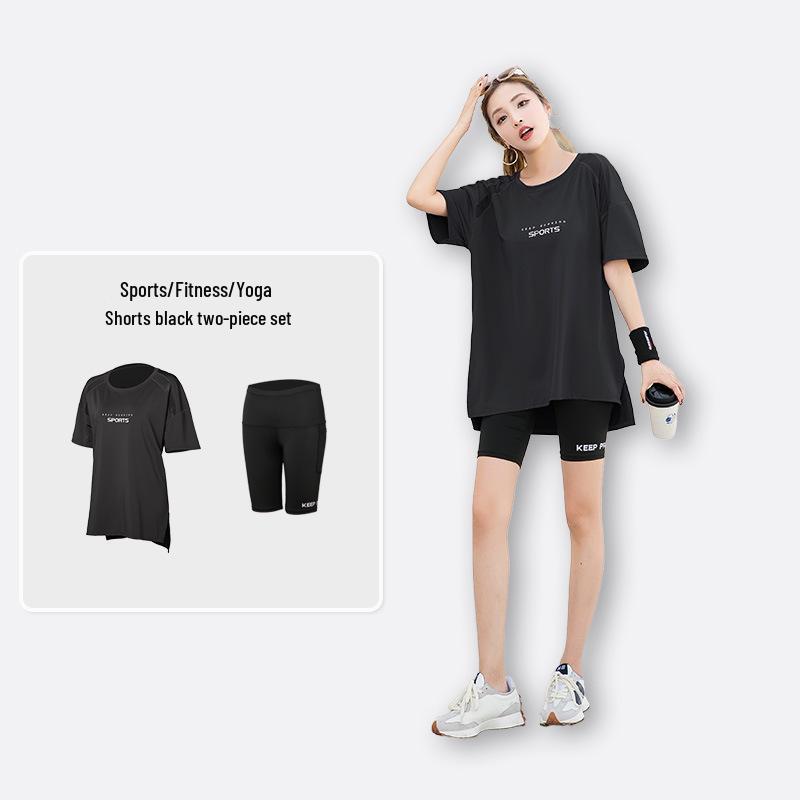 Plus Size Women's Breathable Yoga Fitness Suit - Summer Gym & Running, Slimming & Tummy Control