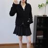 Autumn and winter new hooded double zipper knitted cardigan soft waxy short casual versatile temperament sweater jacket women