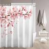 1pc white background flower branch pattern printed shower curtain, polyester fabric with hooks, simple style window and wall bat