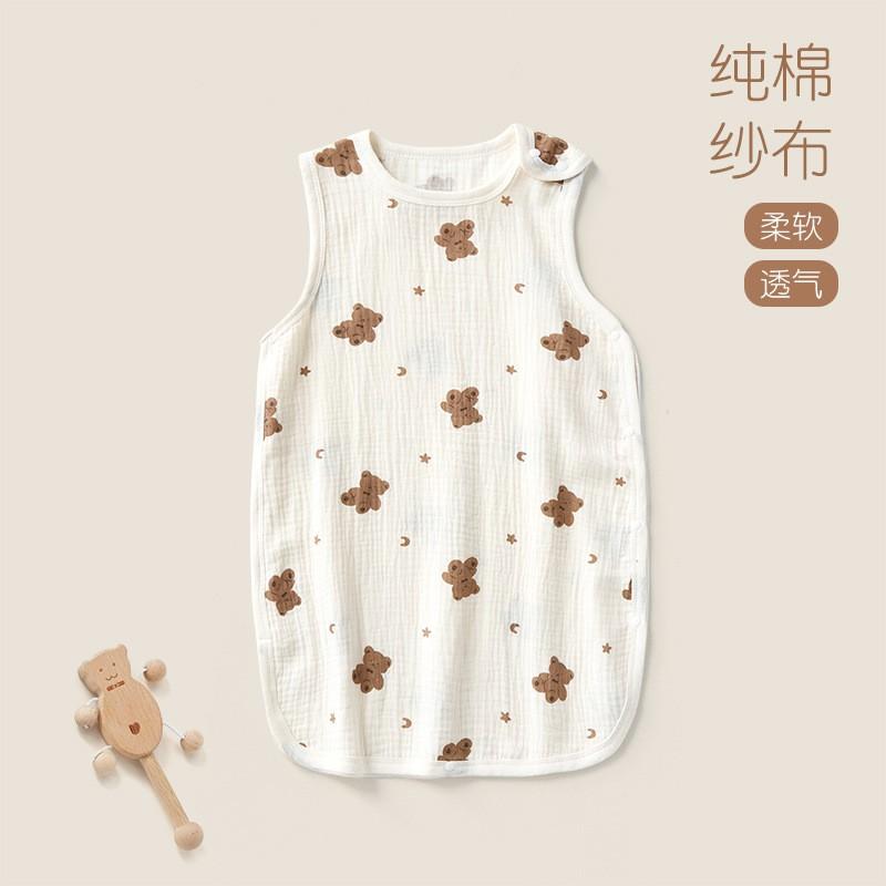 Baby Cotton Muslin Sleeveless Sleep Sack Thin Anti-Kick Blanket Toddler Infant