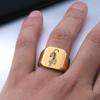 Retro European-American Style 18MM Laser Engraved Tiger Stainless Steel Ring for Women