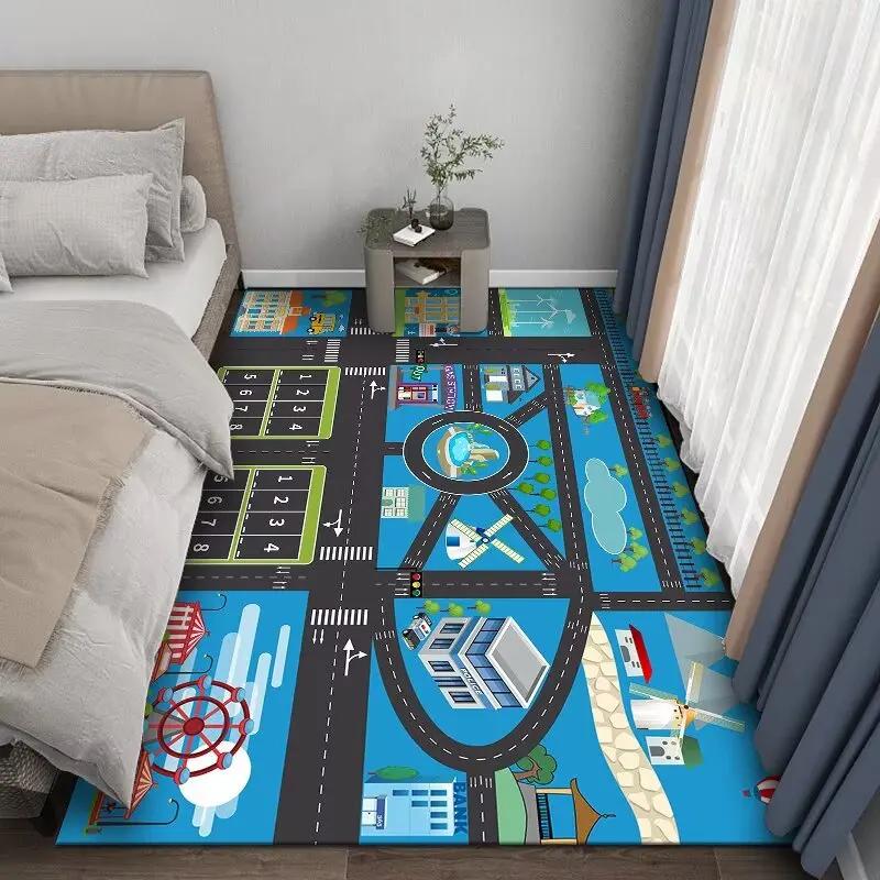 Cute Cartoon Puzzle Rug Fluffy Gaming Room Decoration Children Bedside Bedroom Carpet Play Mat for Children Kawaii Room Decor