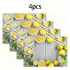 Lemon Fruit Placemats Set Of 2 Linen Fabric Fresh Citrus Table Mats Kitchen Decor Summer Dining Accessories Yellow Green Mint