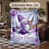 Winter Snow Theme Throw Blanket Custom Name Text Personalized Blanket Soft Cozy Blanket for Home Sofa Bed