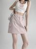 Retro Cargo Skirt for Women Summer Drawstring High Waist Slim Mini Shorts Skirt Fashion Design Preppy Style Style Female Clothes