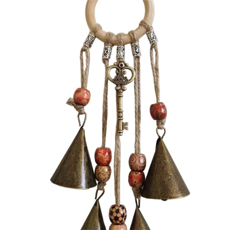 Hexenglocken Türhänger Hängend Wicca Glocken Schützend für Türgriff Rattan Kranz Windspiele Hexerei Schmuck Dekor