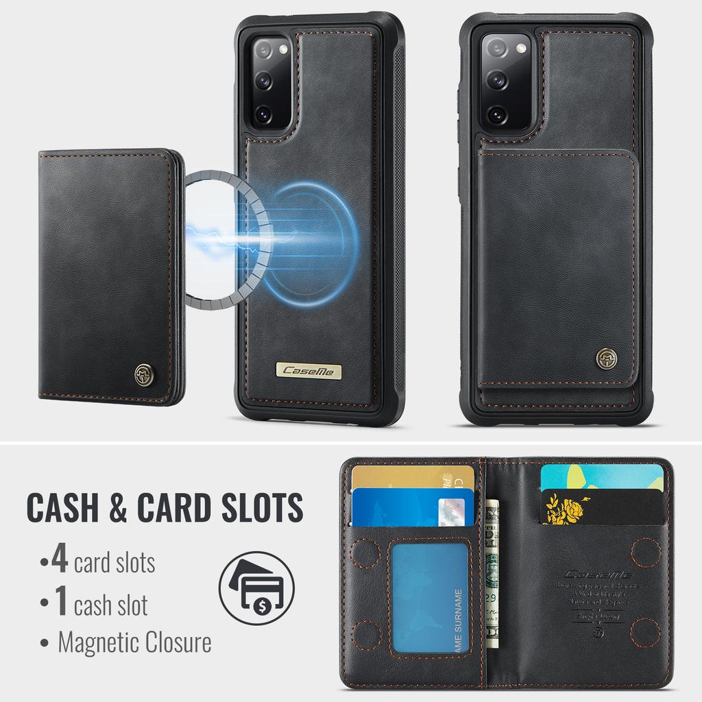 For Samsung Galaxy S20 FE Magnetic Case CASEME ME80 Series Leather PC TPU Phone Cover with Detachable Wallet