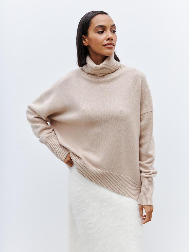 Double Collar High Neck Women's Sweater - Loose Fit, Anti-Pilling, European Size, Perfect for Autumn and Winter.
