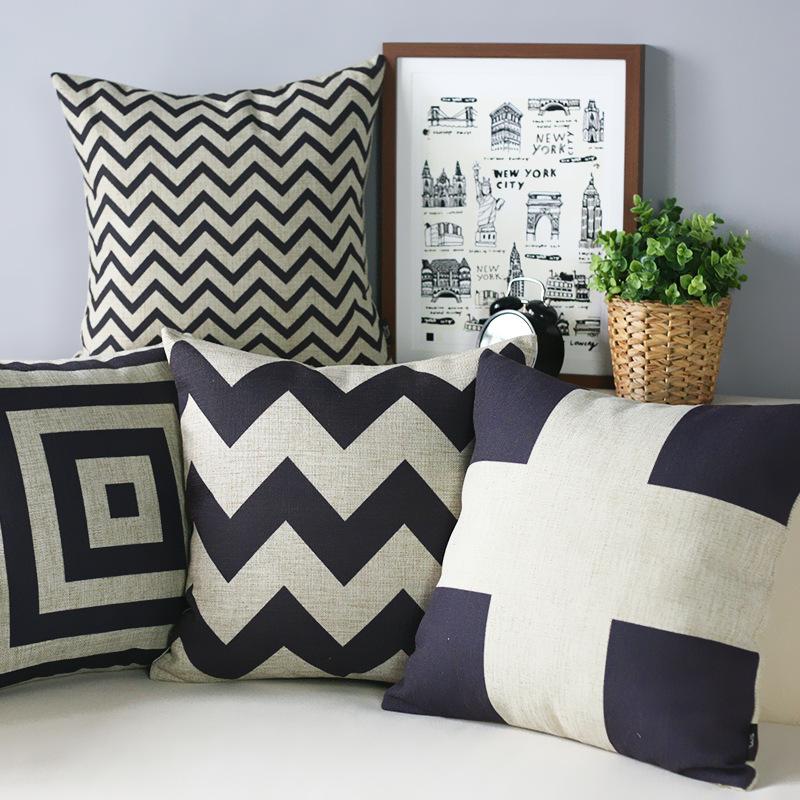 England Geometric Black Cushion Geometry Stripe Pillow Covers Decorative Home Decor Pillowcase
