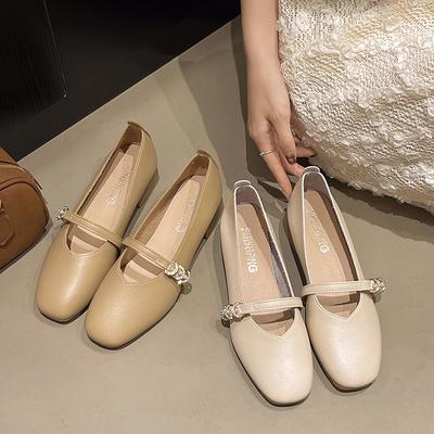 Soft-soled Temperament Single Shoes Women's 2025 Summer New Ladies Versatile Wind Doudou Shoes with Skirts Low-heeled Ladyshoes