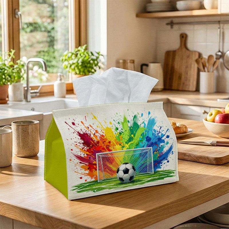 1pc Soccer-Themed Tissue Box with Goal - Soccer -Shaped Decor Suitable for Living Room, Office, | Durable Holder for Sports Gifts, Desk Accent For,, C