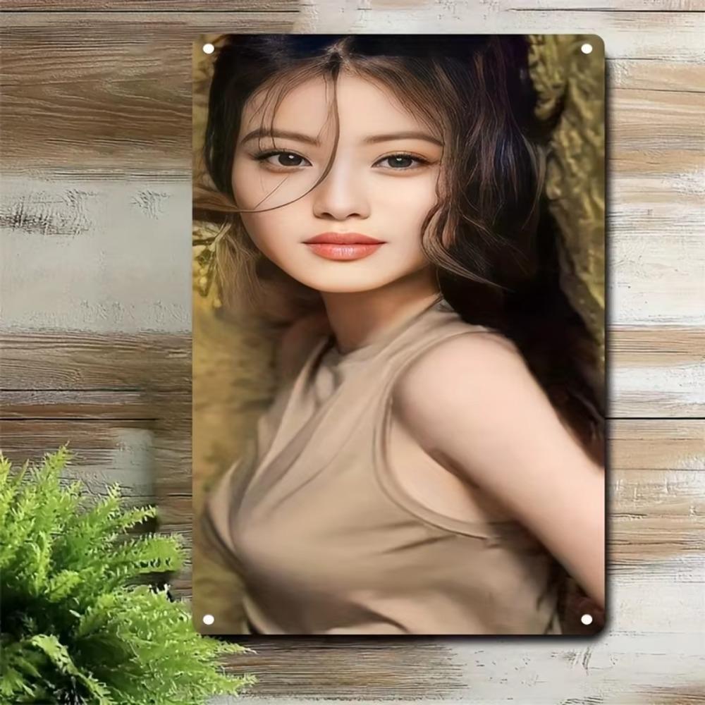 Metal Wall Art Sign Floral Portrait Female Wall Decor for Home Bar Cafe Holiday Gift