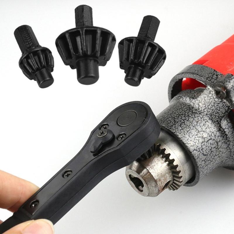 Wrench Multifunctional Practical Labor-saving 2 in-1 Drill Chuck Key Steel Metal Wrenchs Black Ratchet Key Wrench