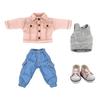 Niannyyhouse 1/12 BJD Doll Clothes Jacket, Pants, Vest, Shoes, Denim Suit for OB11 Size Obitsu Doll 11cm Body (Pink)