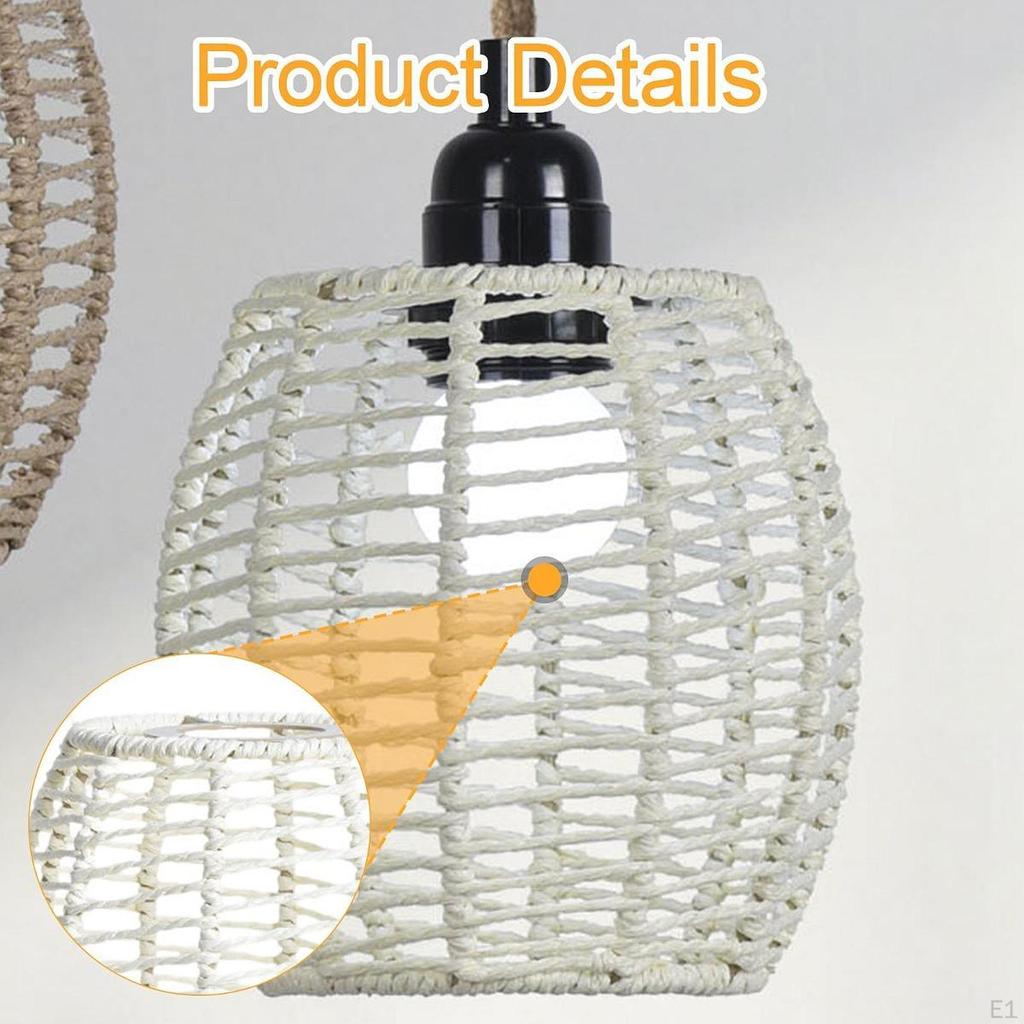 Woven Lampshade Rustic Ceiling Lamp Shade Decor Decorative Pendant Chandelier Covers