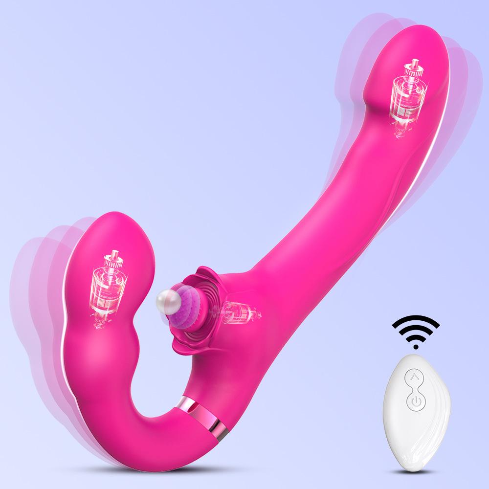 Double Shock Flapping Stick Women's Masturbation Stick Magnetic Absorption Charging Silicone Vibration Stick Wireless Remote Control Adult Products