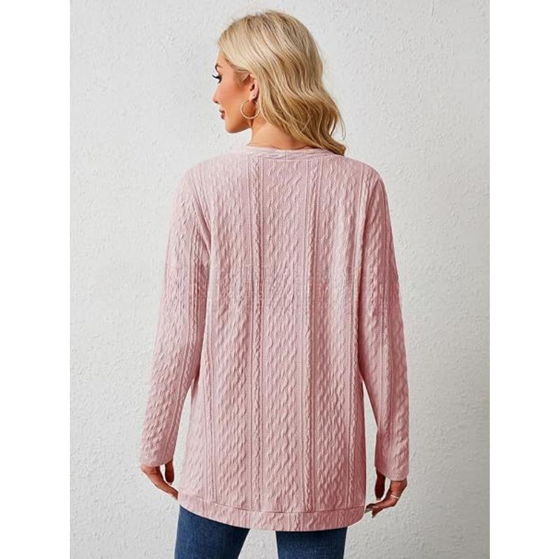 YYFS Women's Fashion Casual Fall Winter Solid Color Print Long Sleeve Sweaters