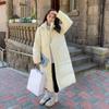 Mittellange knielange Daunenjacke für Damen im Herbst und Winter, verdickter, lockerer Mantel mit Kapuze und langen Ärmeln