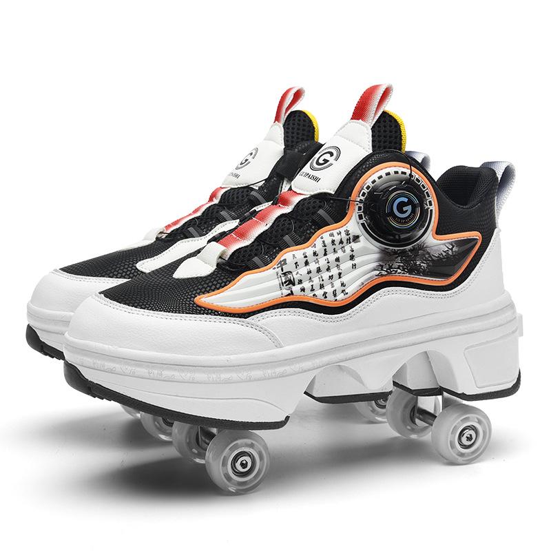 Transformable Dual-Use Roller Skates: 4-Wheel To Inline, Ice, & Walking Shoes