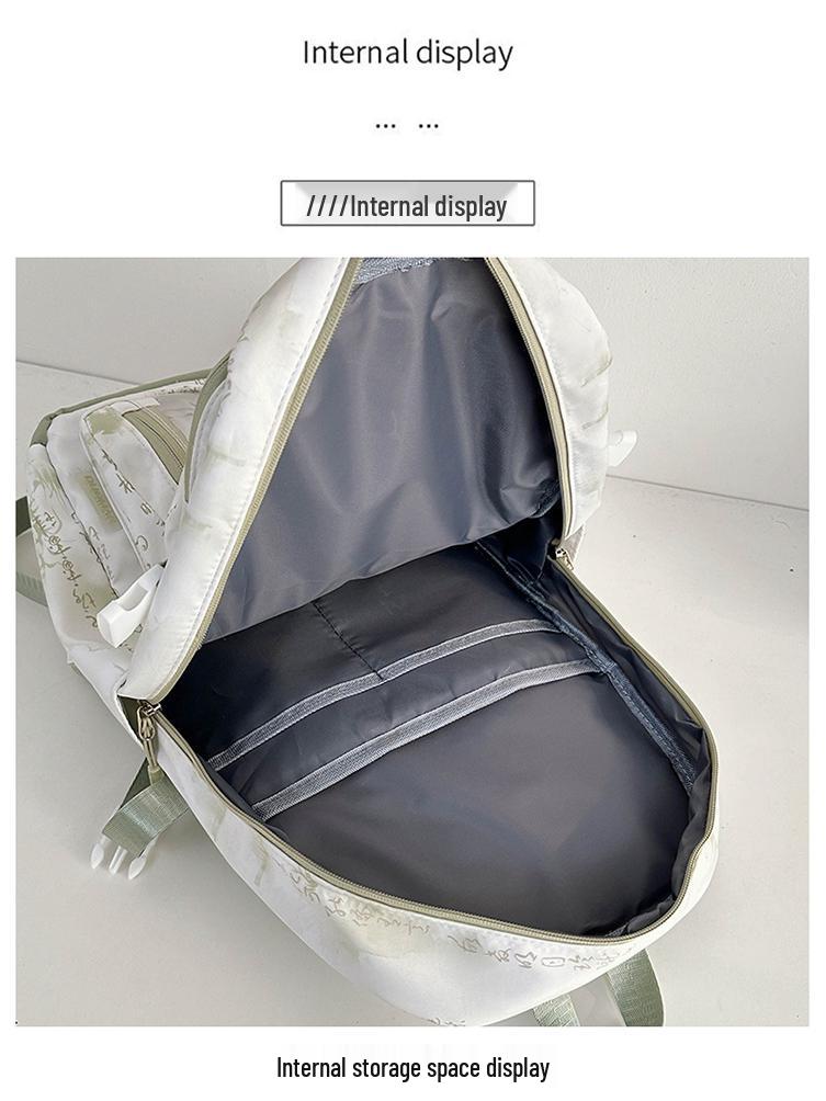 Middle School Chinese-Style Transparent Backpack with Multiple Pockets - Large Capacity, Waterproof, Wear-Resistant, Unisex, Light Luxury Design.