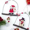 Lanterna Metallica e Legno Stile Serie Natalizia Decorazione da Appendere Albero di Natale in Piedi Babbo Natale Ciondolo per Porta Articoli per Feste