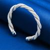 Luxury 925 Sterling Silver Exquisite Twisted Woven Open Bracelet for Women's Fashion Parties, Wedding Jewelry