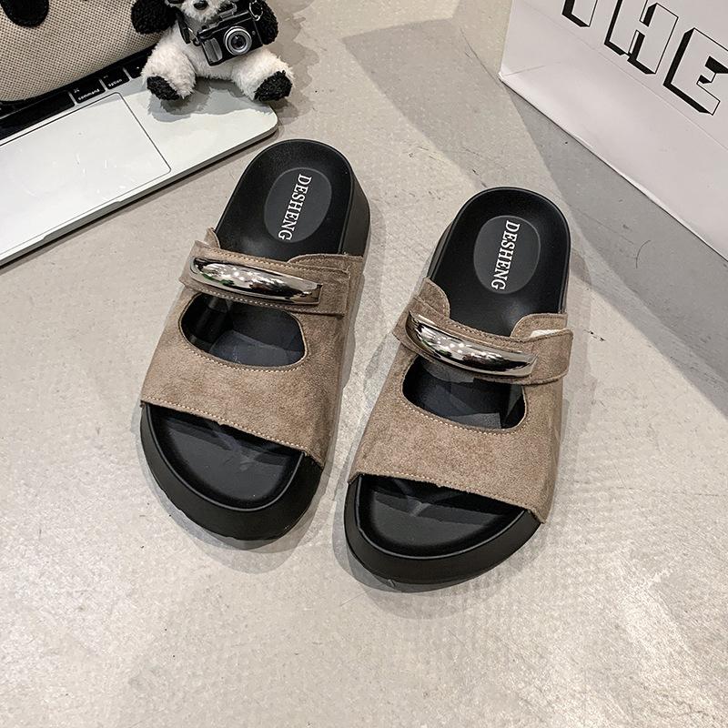 Retro Thick-soled Bag Head Half Slippers Women's Outer Wear 2025 New Spring Versatile One Pedal
