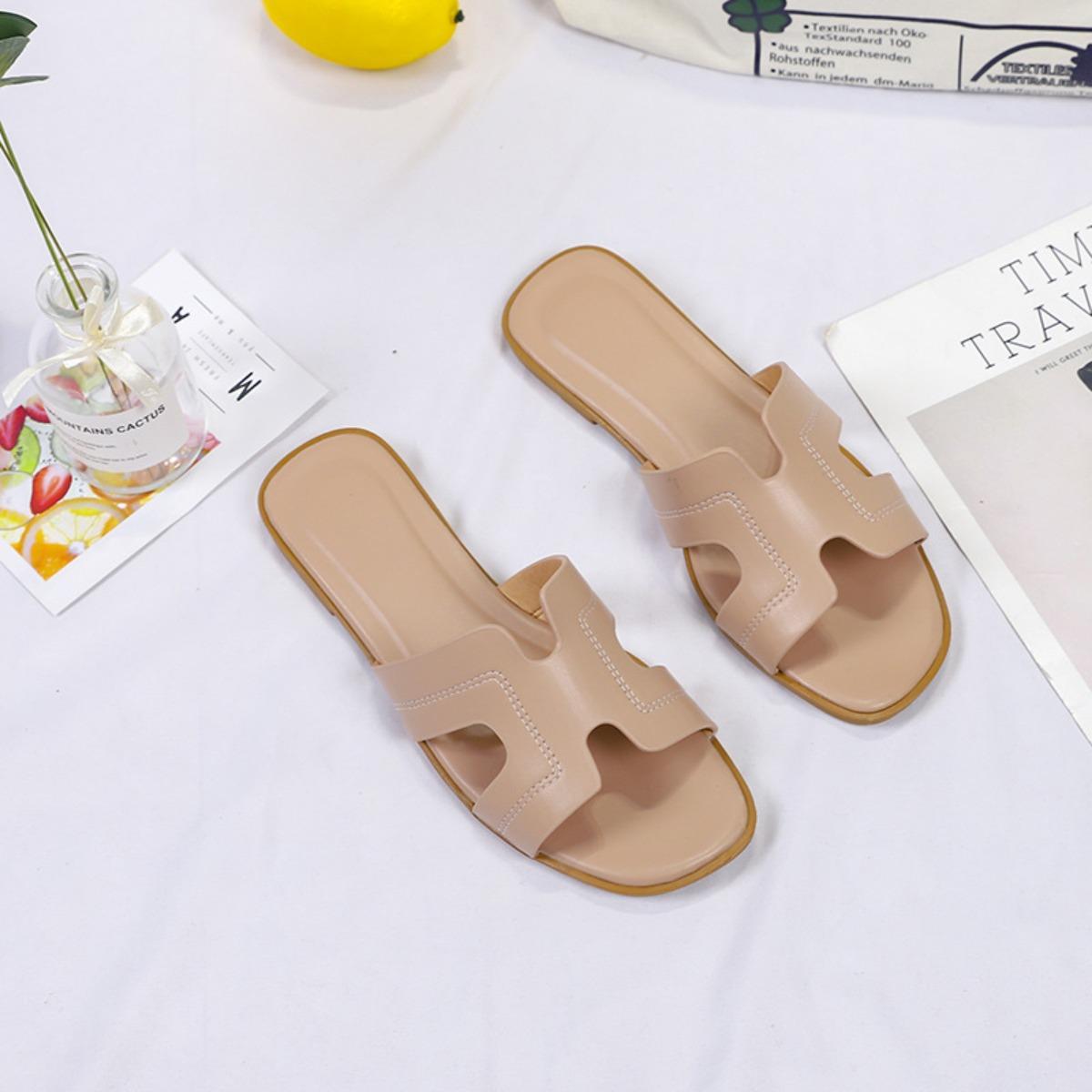 Slippers Women s Outerwear Summer Fashion New Styles Simple Flat Bottomed Beach Shoes Sandals 35 розовый 890₽