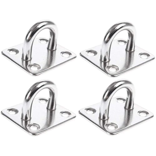 ZOYUBS Pad Eyes, Square Pad Eyes, Square Eye Plates with Stainless Steel Loops and Matching Screws, Wall-Mounted Pad Eyes for Ceiling Hanging, 304 Sta