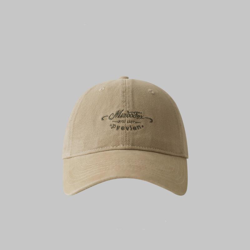 New embroidered letter baseball cap for girls, wide-brimmed soft top hat, pure cotton outdoor versatile cap for men