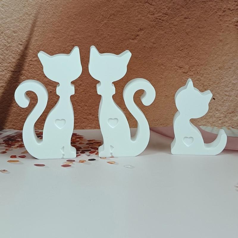 Cats Family Figurine Silicone Molds for Epoxy Resin Making Candle Soap Home Decoration Chocolate Molds Fondant Molds