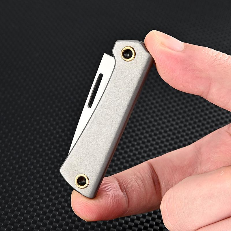 Titanium Alloy Outdoor Portable Mini Folding Fruit Knife D2 Steel Sharp Blade Survial Keychain Pocket Knife For Camping EDC