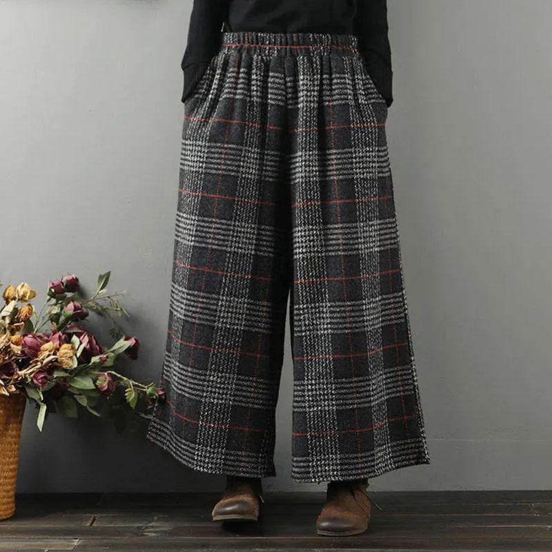 Pants for Women Elastic High Waist Long Trousers Plus Size Skirt Pants Thickened Stretchy Solid Colour Versatile Casual Wide Leg Pants