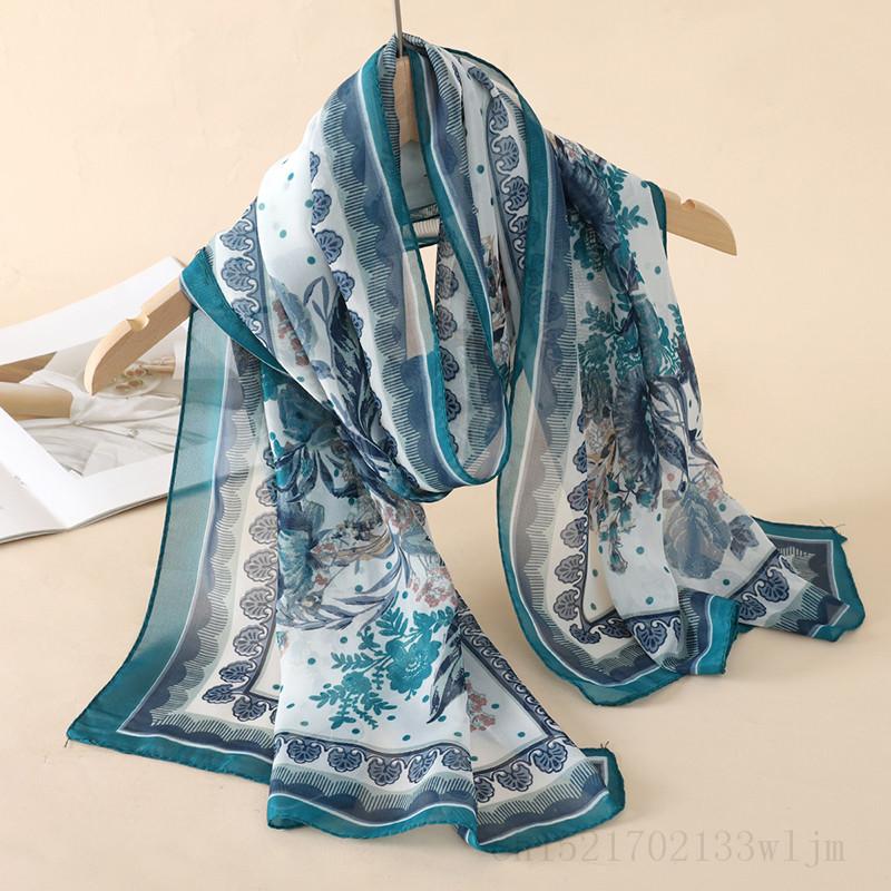 New Fashion Spring/Summer Women Print Headband Beach Chiffon Scarf Shawls Female Long Wraps Panama Beach Sunscreen Hijab for daily use