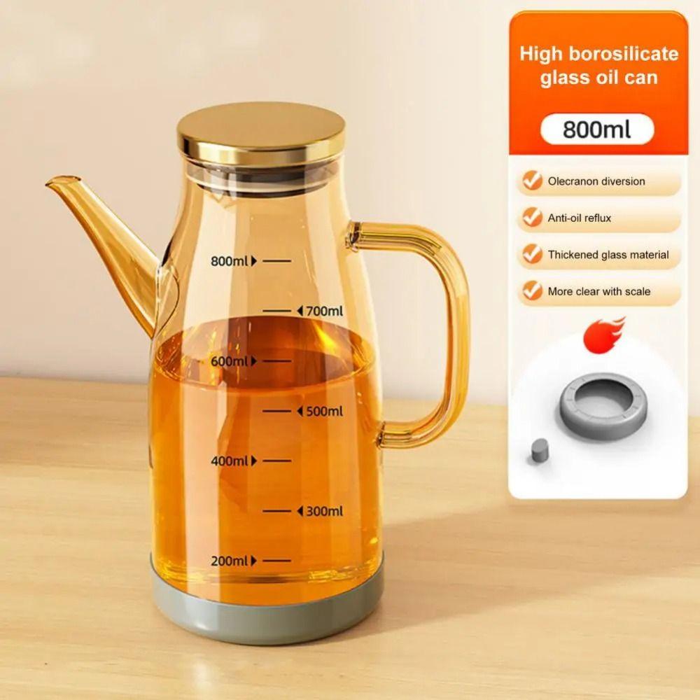 Rubber Base Olive Oil Dispenser Leakproof Soy Sauce Pot Glass Oil Cruet Container  Gadgets