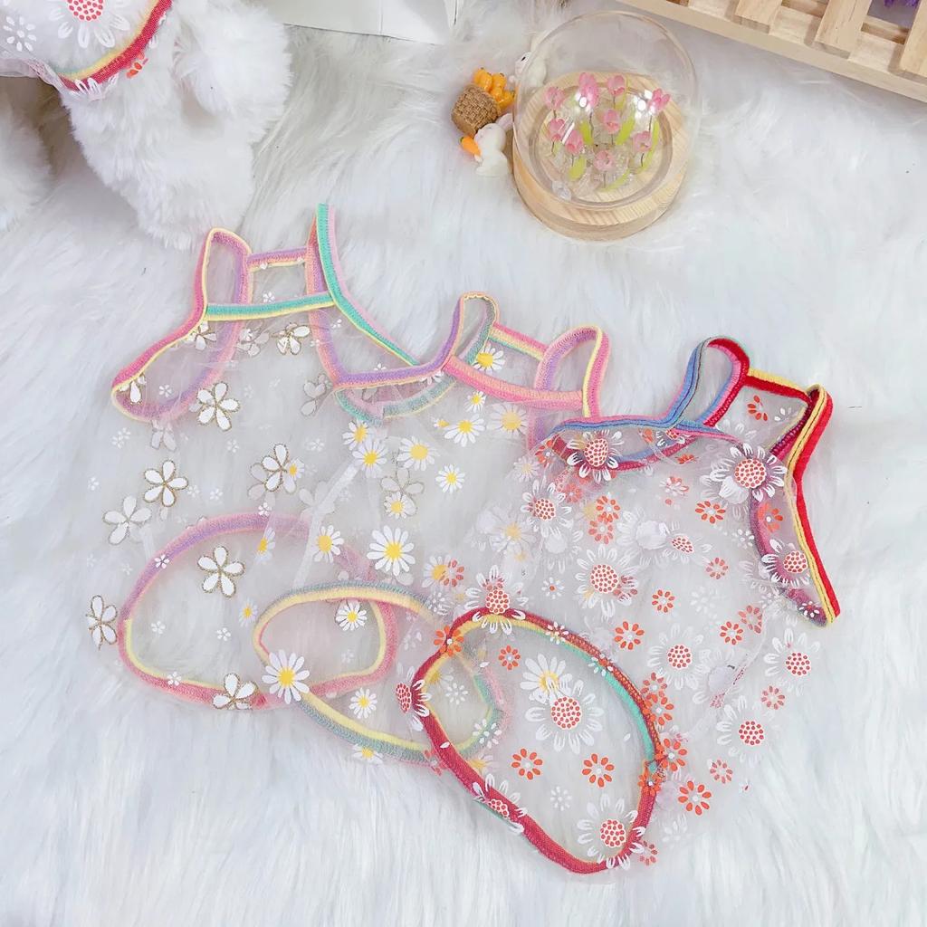 Hunde Süßes Netz-Erdbeer-Camisole Haustier-Kirsch-Camisole Sonnenschutz-Netz Teddybären Malteser Hund Welpenkleidung Hundekühlweste