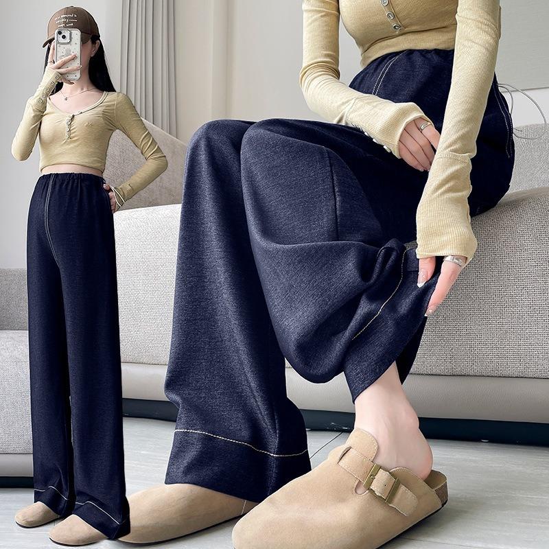 0 maternity pants high-waisted jeans casual wide-leg pants autumn wear straight pants no belly support pants autumn trousers