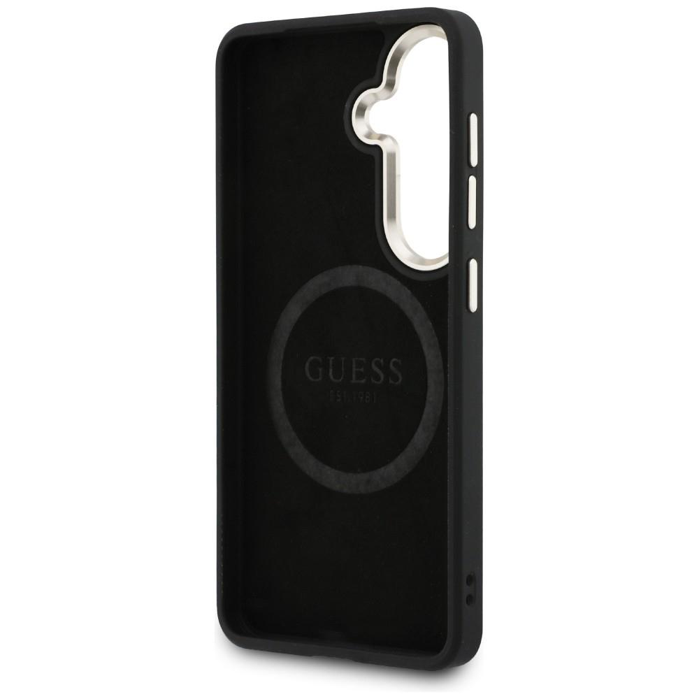 Guess Saffiano Peony Embossed Ring MagSafe case for Samsung Galaxy S26 black